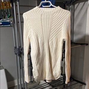 Cream Ribbed Knit Sweater